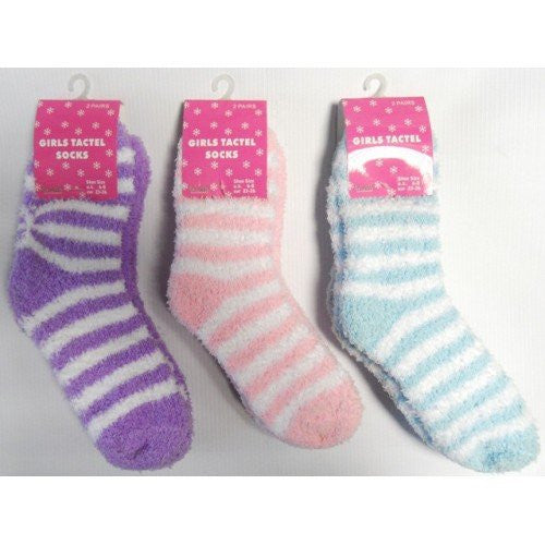 girls tactel soft socks shoe size uk 9-12 eur 27-30 2pairs supplied at random from three colours - hanrattycraftsgifts.co.uk
