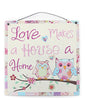 Metal White "Love Makes a House a Home" Owl Sign - hanrattycraftsgifts.co.uk