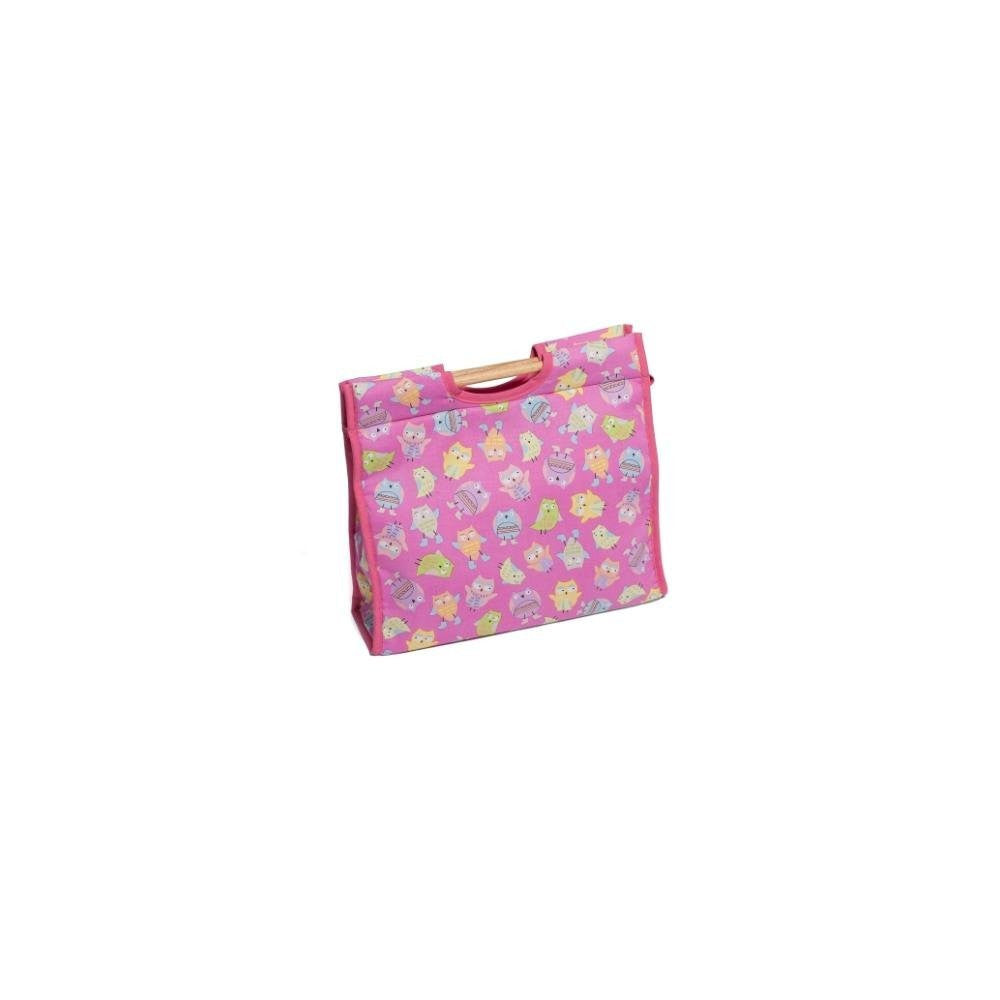 Hobby Gift HGSB/099 Playful Owls on Pink Craft/Sewing Storage Bag 11x32x28cm - hanrattycraftsgifts.co.uk