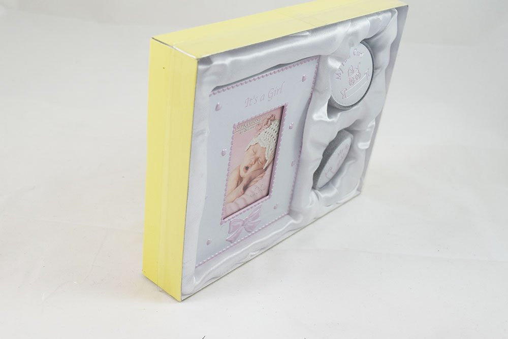 Its A Girl Frame My First Curl Tooth Gift Set New Baby Pink Picture Keepsake - hanrattycraftsgifts.co.uk