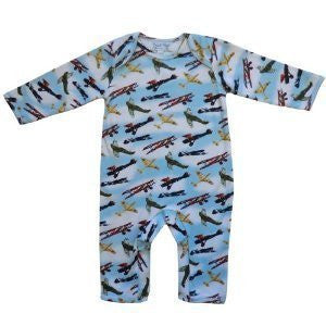 Powell Craft 100% Cotton Vintage Aeroplane Spitfire Design Jumpsuit Long Sleeve Baby Boys Romper - 0-6 Months - hanrattycraftsgifts.co.uk