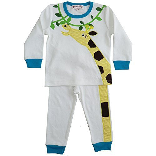 Powell Craft Cotton Pyjamas Boys or girls pyjamas Giraffe design Ages 1-7 (UK 4-5 Yrs (US 6)) - hanrattycraftsgifts.co.uk