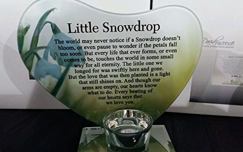 little snowdrop memorial candlle holder with poem - hanrattycraftsgifts.co.uk