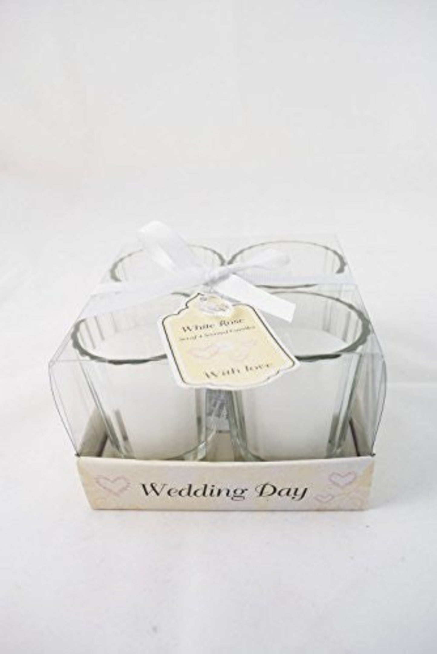 Vintage Wedding Day Scented Votive Candles Set of Four Rose In Box - hanrattycraftsgifts.co.uk