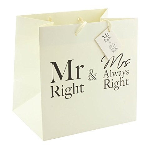 Mr &Mrs always right Large bag 33 x 17 x 33cm - hanrattycraftsgifts.co.uk