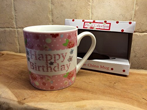 Porcelaine fine - Happy Birthday - Rose - hanrattycraftsgifts.co.uk