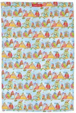 Emma Ball rspb christmas owls tea towel - hanrattycraftsgifts.co.uk