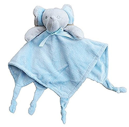 Gorgeous Blue Elephant Supersoft Plush Velour Baby Comforter With Knotted Corners - hanrattycraftsgifts.co.uk