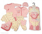 7 Piece Baby Girls Layette Clothing Gift Set Pink Owl Design (Newborn) - hanrattycraftsgifts.co.uk