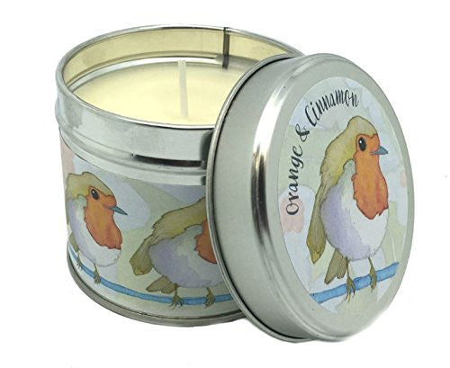 Emma Ball - Christmas Robin - Orange & Cinnamon Scented Candle TIn - Festive - 35 Hour Burn Tin - hanrattycraftsgifts.co.uk