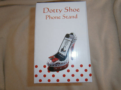 dotty shoe phone stand polka dot  red - hanrattycraftsgifts.co.uk