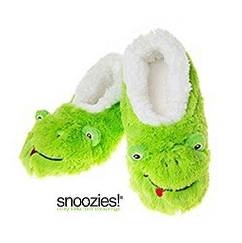 Childrens Animal  Soft Sherpa Fleece Fluffy Slippers (1-2 UK MEDIUM, LIME FROG) - hanrattycraftsgifts.co.uk