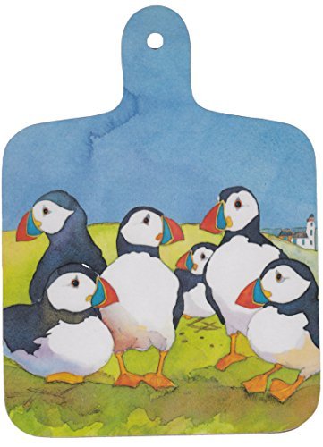 Mini Chopping Board - Playful Puffins by Emma Ball - hanrattycraftsgifts.co.uk
