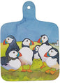 Mini Chopping Board - Playful Puffins by Emma Ball - hanrattycraftsgifts.co.uk