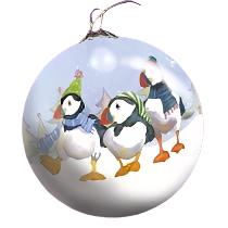 Hand Painted Puffin Bauble - hanrattycraftsgifts.co.uk