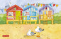 Emma Ball "A Day at the Seaside, Pure cotton tea towel. Printed in the UK. - hanrattycraftsgifts.co.uk