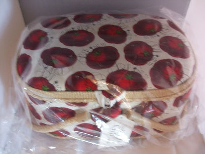 HobbyGift Large Oval Sewing Box / Basket With Pincushion & Removable Tray - Tomato Pincushion - hanrattycraftsgifts.co.uk
