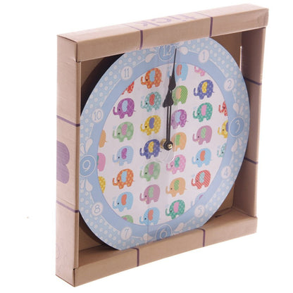 Funky Colourful Dotty Elephants Design Wall Clock - hanrattycraftsgifts.co.uk