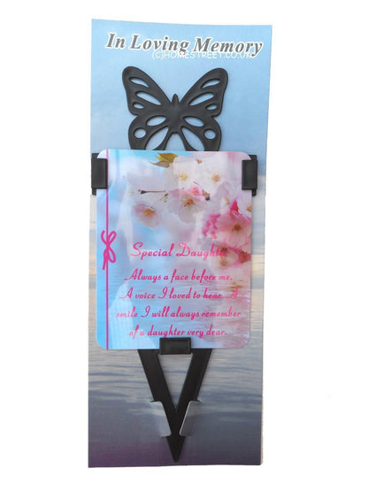 Daughter Memorial Laminated Card With Butterfly Stake Holder And Special Message By Homestreet - hanrattycraftsgifts.co.uk