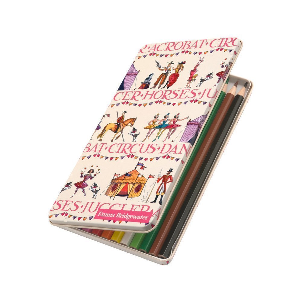 FUN AT THE CIRCUS - Emma Bridgewater Design - 12 High Quality Colouring Pencils - Pencil Set in CIRCUS Tin - hanrattycraftsgifts.co.uk