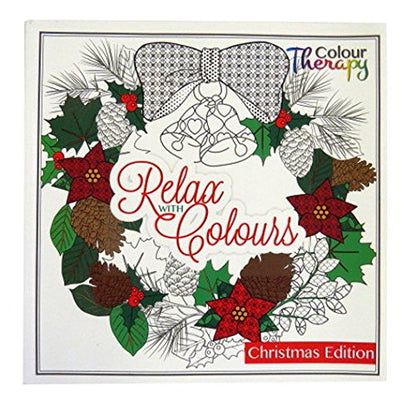 Colouring Therapy, Christmas Premium Adult Colouring Book - 60 Designs to Colour - Size 210mm x 210mm - hanrattycraftsgifts.co.uk