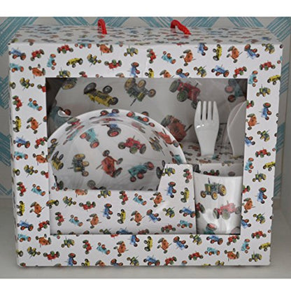Childrens Melamine Dinner Set. Powell Craft Tractor Kids Gift Set - from Little PJs - hanrattycraftsgifts.co.uk