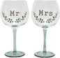 Love Story Mr and Mrs Gin Glass Gift Set Bride/Groom Wedding