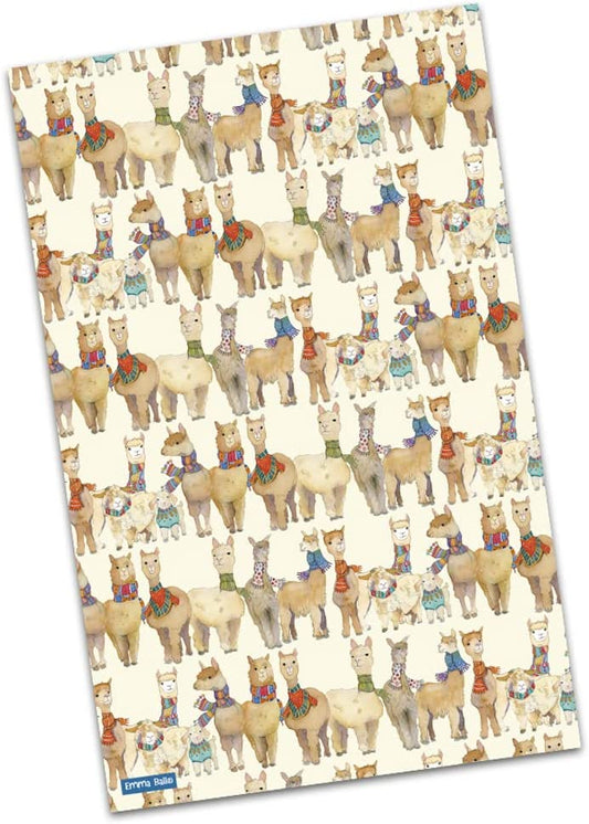 Emma Ball Cotton Tea Towel Alpaca Goat and Angora Pattern printed in the UK