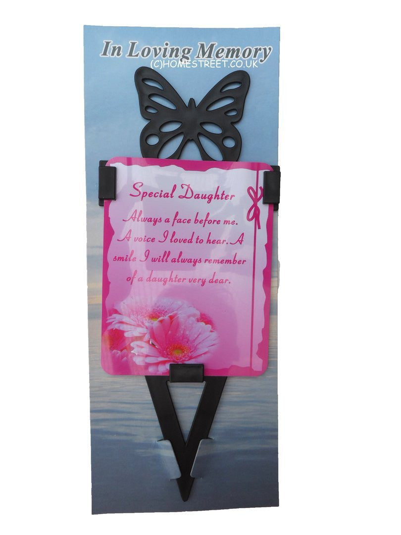 Daughter Memorial Laminated Card With Butterfly Stake Holder And Special Message By Homestreet - hanrattycraftsgifts.co.uk