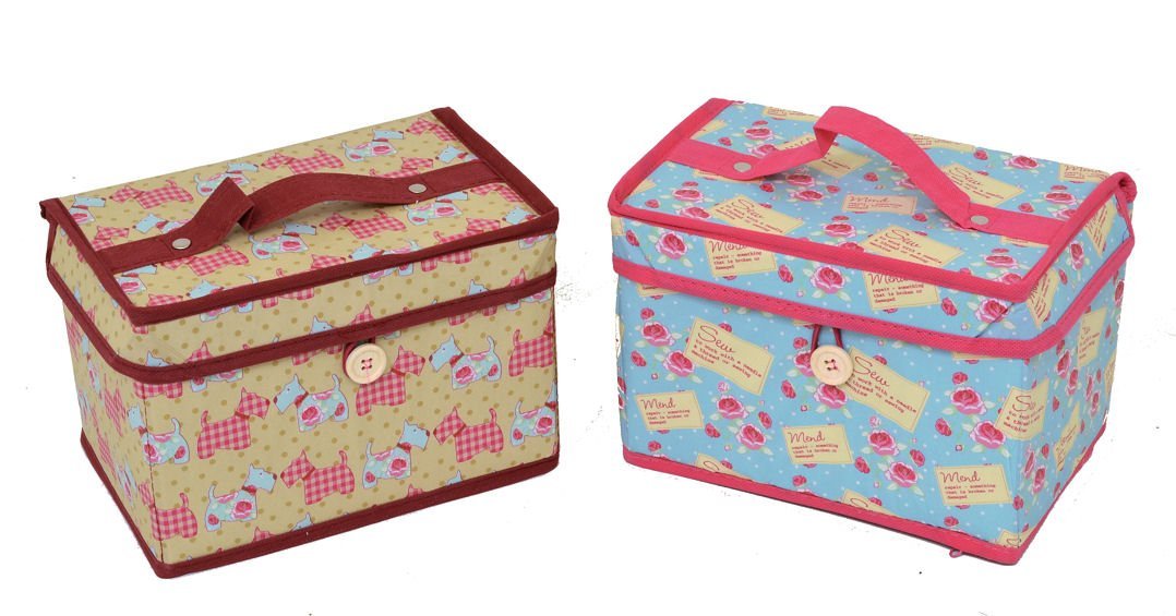 Country Club Sewing and Craft Carry Case / Chest (21 x 14 x 14 cm) Scottie Dogs - hanrattycraftsgifts.co.uk