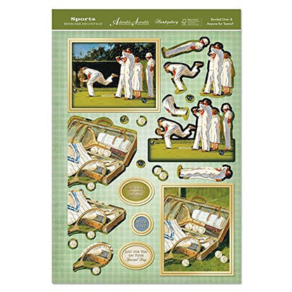 hunkydory adorable scorable sports & leisure time designer decoupage set bowled over & anyone for tennis - hanrattycraftsgifts.co.uk