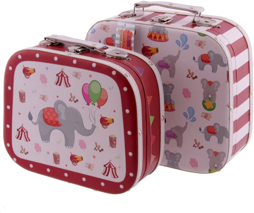 Decorative 2 Piece Circus Elephant Craft Case Set
