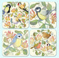 GARDEN BIRDS on HONEYSUCKLE - Emma Ball Colourful Coaster Set x 4 - hanrattycraftsgifts.co.uk