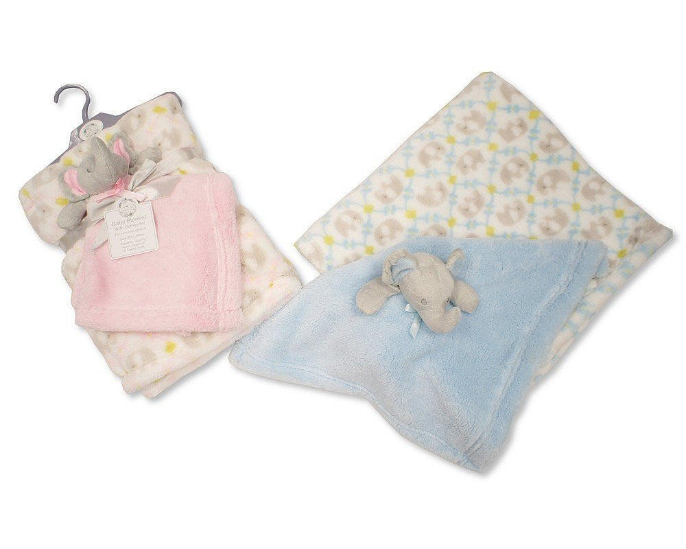 Beautiful Soft Blue Baby/Child Soft Toy/Cuddly Toy Elephant with Blanket 70 x 80 cm - hanrattycraftsgifts.co.uk