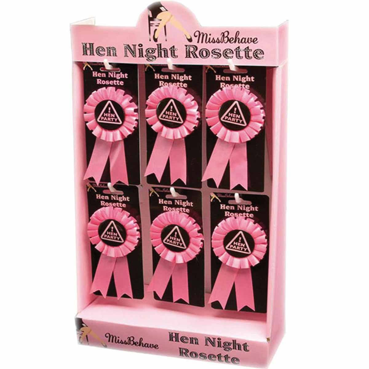 Novelty Hen &amp; Stag Party Accessories Miss Behave Hen Party Rosette - Pink - hanrattycraftsgifts.co.uk