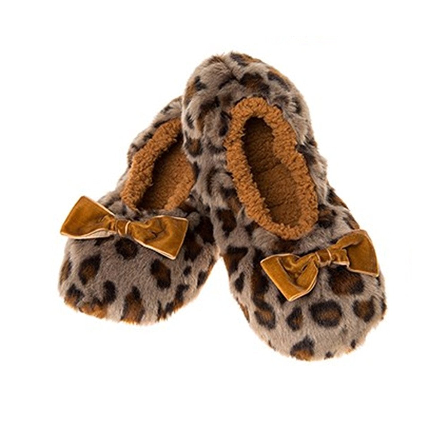 Grey Leopard Touch Me Snoozies Winter Warm Modern Ballet Slippers - Ladies / Girls UK 3 to 4 (Small UK 3-4) - hanrattycraftsgifts.co.uk