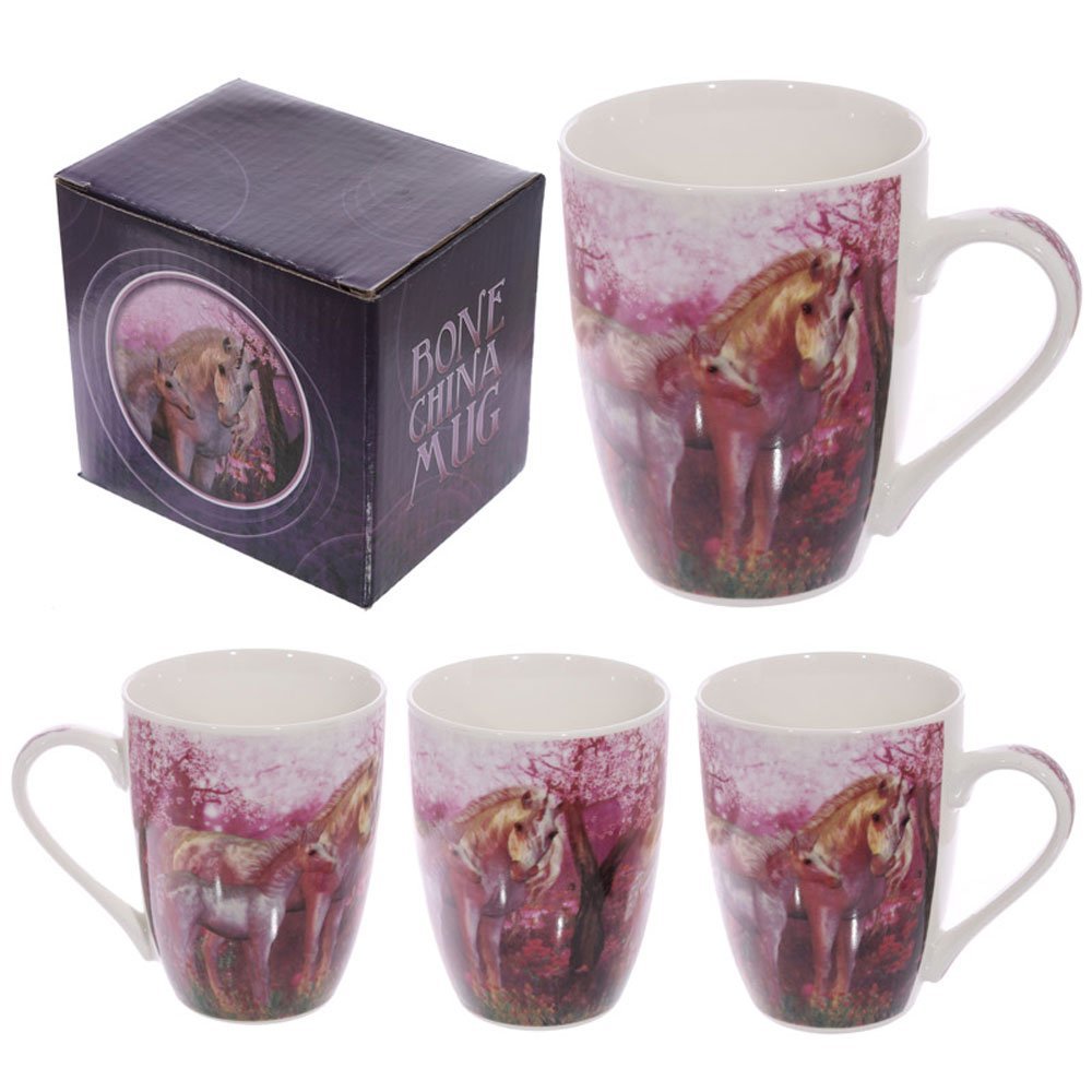 Fantasy Unicorn Mother and Baby Pink Bone China Mug in Gift Box - hanrattycraftsgifts.co.uk