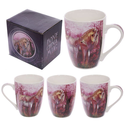 Fantasy Unicorn Mother and Baby Pink Bone China Mug in Gift Box - hanrattycraftsgifts.co.uk