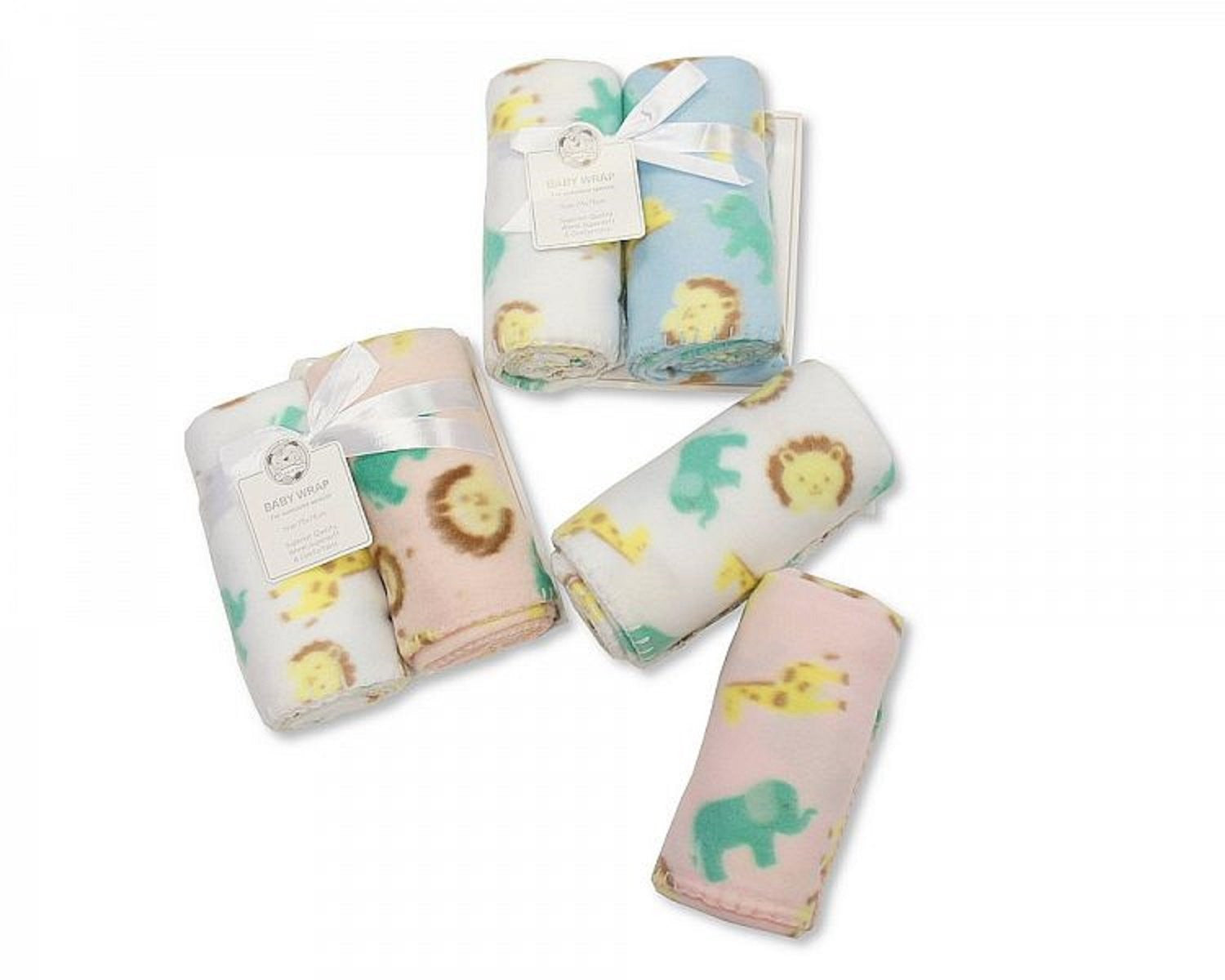 Pack of 2 Baby Fleece Wrap/Blankets Blue 75cm x 75cm - hanrattycraftsgifts.co.uk