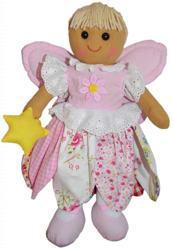 DF Soft Toys, A Beautiful Rag Doll in a cute Petal Dress with floral patterns, 40 cm high - hanrattycraftsgifts.co.uk