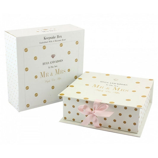 Hugs and Kisses to the New Mr and Mrs Wedding Keepsake Box - hanrattycraftsgifts.co.uk
