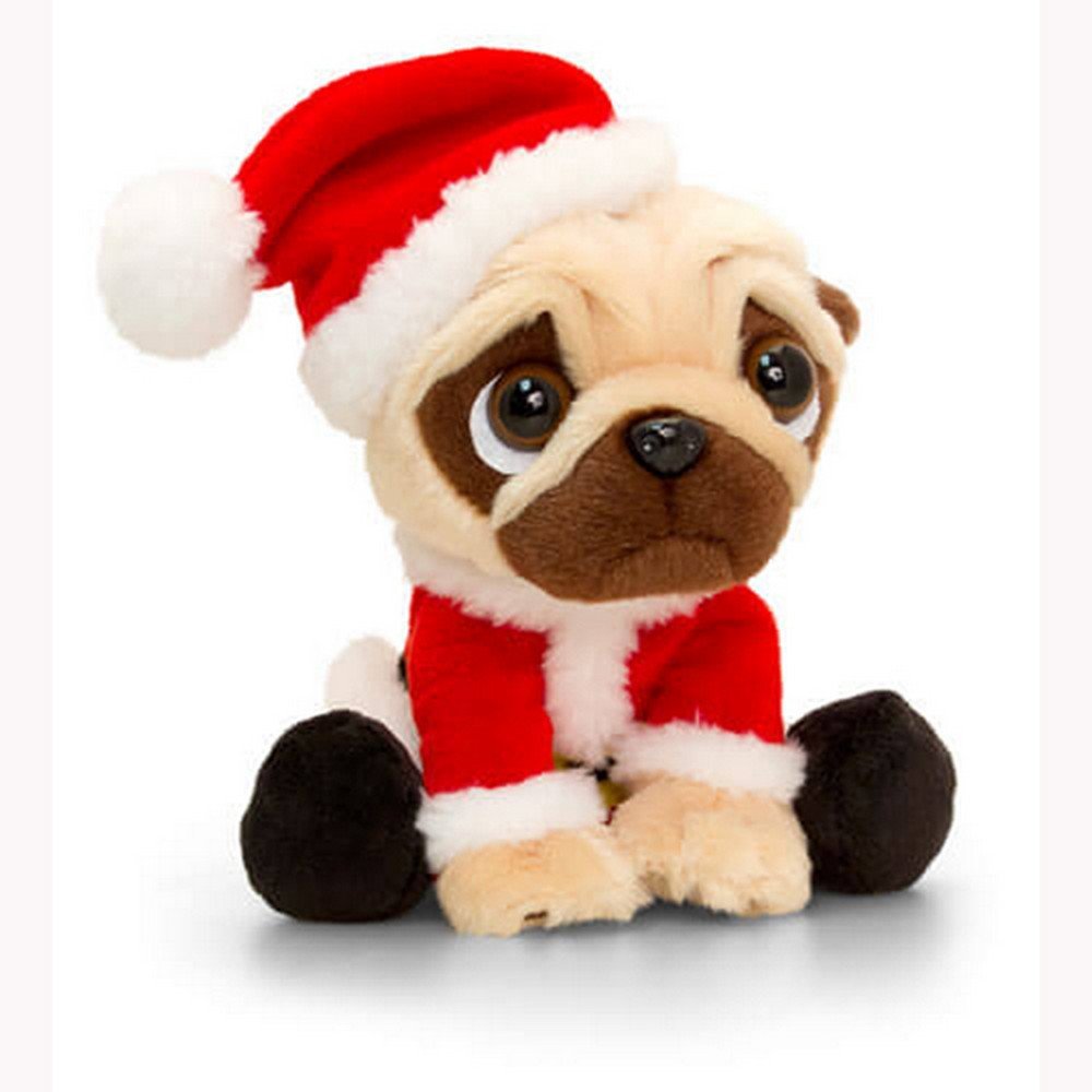Keel Toys Pugsley Toy With Santa Christmas Outfit - hanrattycraftsgifts.co.uk