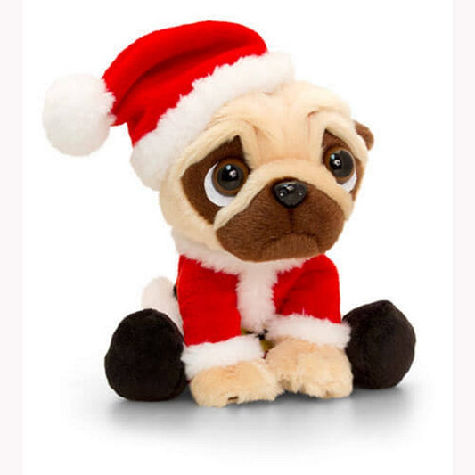 Keel Toys Pugsley Toy With Santa Christmas Outfit - hanrattycraftsgifts.co.uk