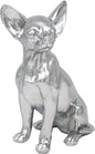 Silver Art Shiny Silver Effect Heavy Weight Sitting Chihuahua Figurine Ornament Decoration Dog Lover Gift