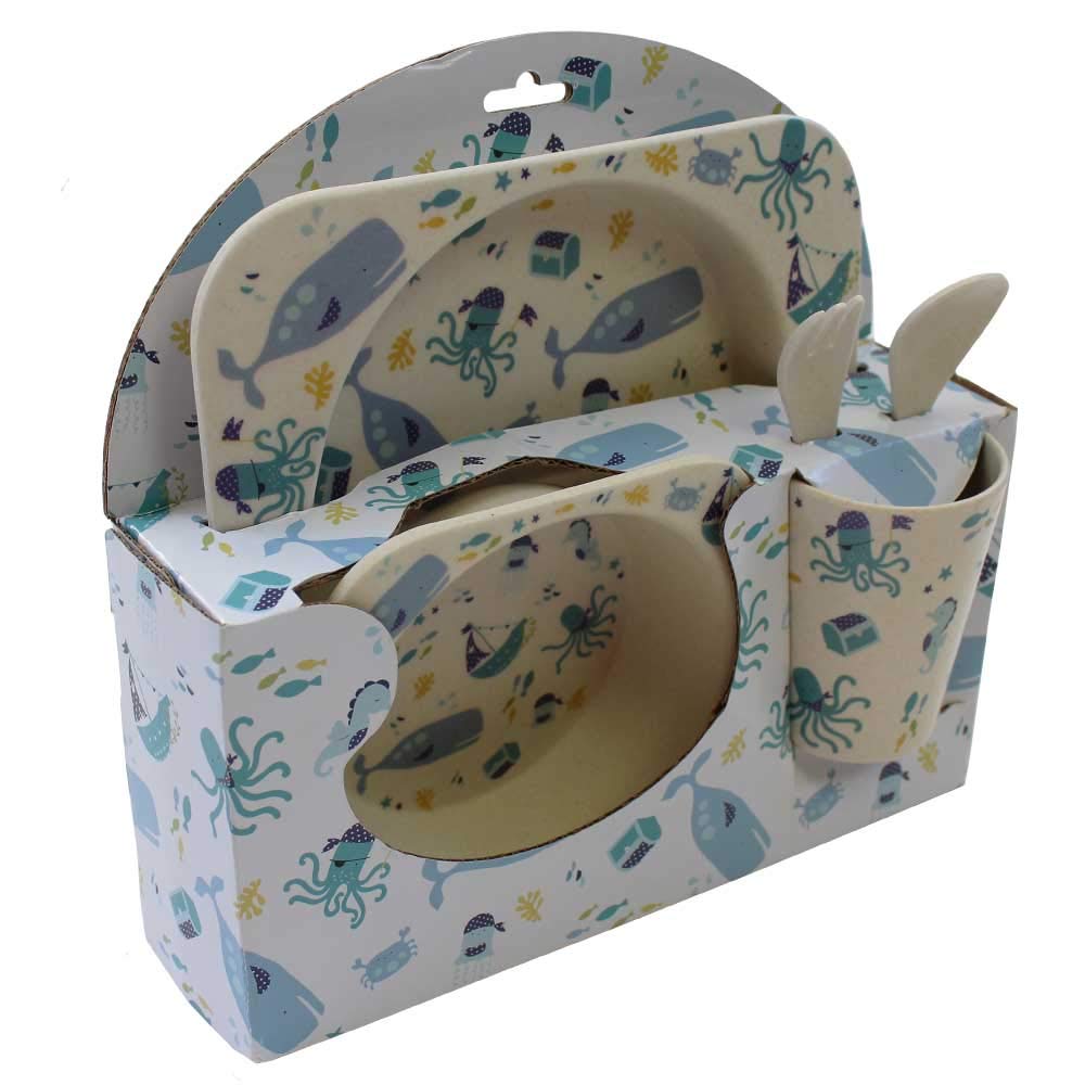 DEEP SEA Print Bamboo Dining Set - hanrattycraftsgifts.co.uk