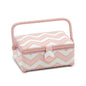 Hobby Gift 'Chevron Pearlised Blush' Small Rectangle Sewing Box 24 x 16 x 11cm (d/w/h) - hanrattycraftsgifts.co.uk
