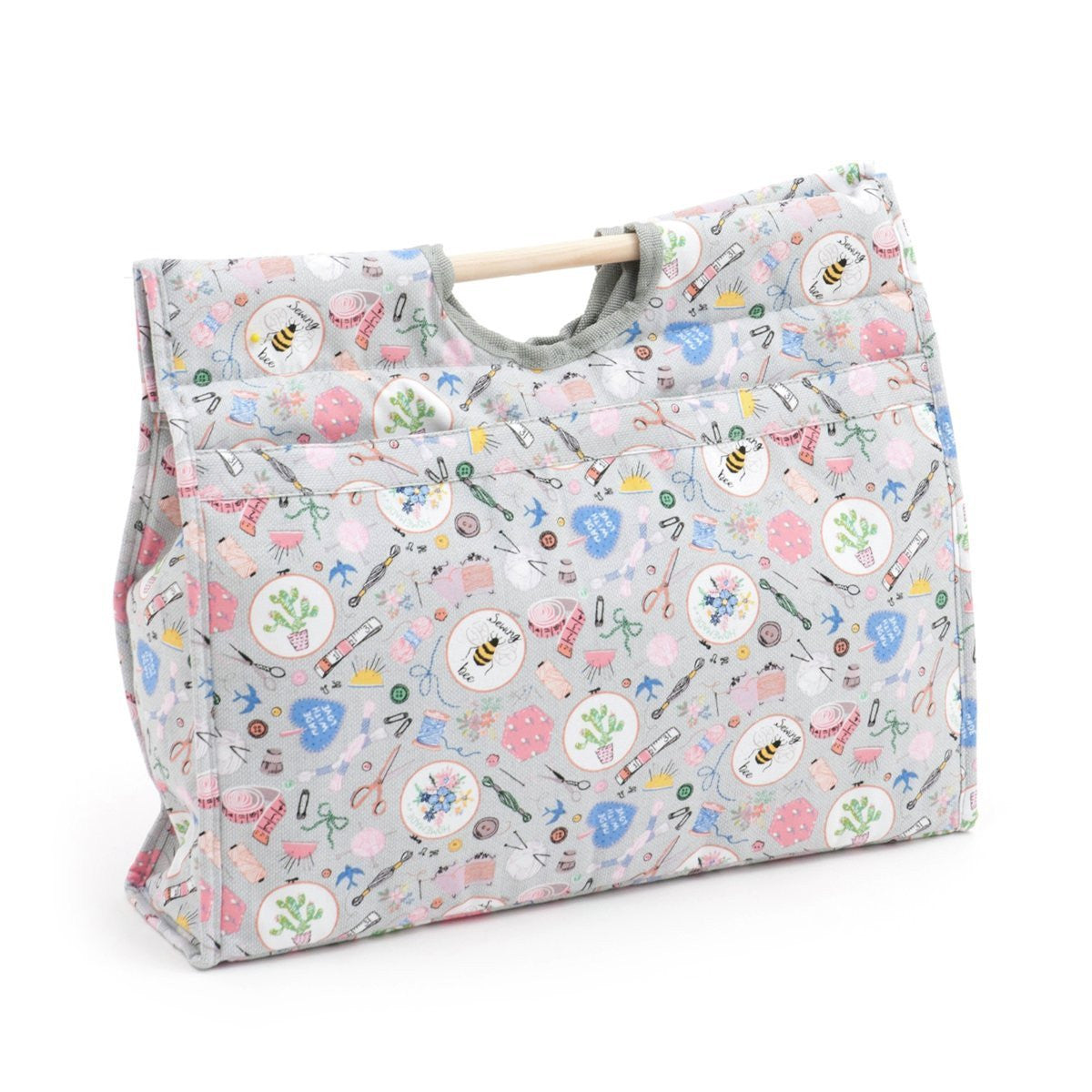 Craft Bag (Wooden Handles) - Homemade | Hobby Gift MR468786 | 11x42x31½cm - hanrattycraftsgifts.co.uk