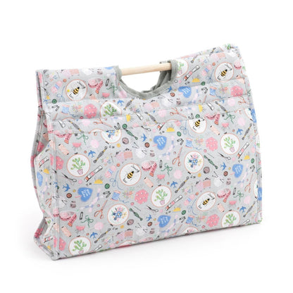 Craft Bag (Wooden Handles) - Homemade | Hobby Gift MR468786 | 11x42x31½cm - hanrattycraftsgifts.co.uk