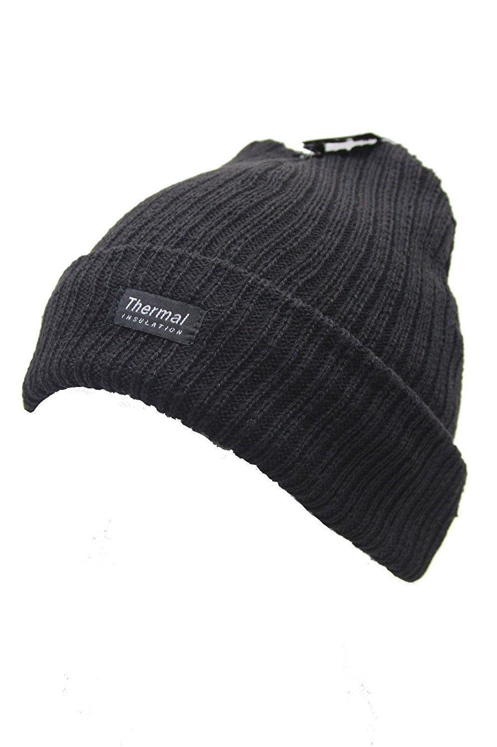 New Unisex Mens Womens Thermal Insulation Winter Black Hat Beanie Knitted Chunky (Black) - hanrattycraftsgifts.co.uk