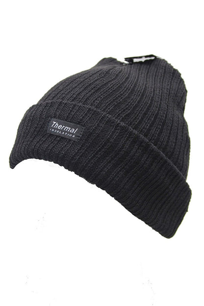 New Unisex Mens Womens Thermal Insulation Winter Black Hat Beanie Knitted Chunky (Black) - hanrattycraftsgifts.co.uk